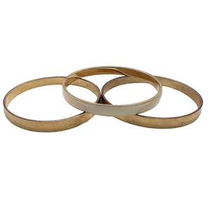 Set of 3 J. Crew Bangle Bracelets - 2 gold and 1 white enamel - signs of wear
